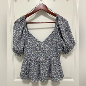 Dee Elly Flower Blouse with Puff Sleeves